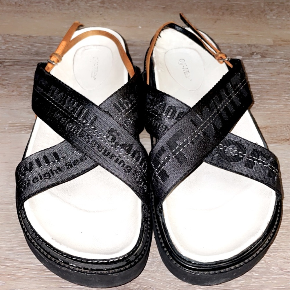 Off white industrial belt women sandals